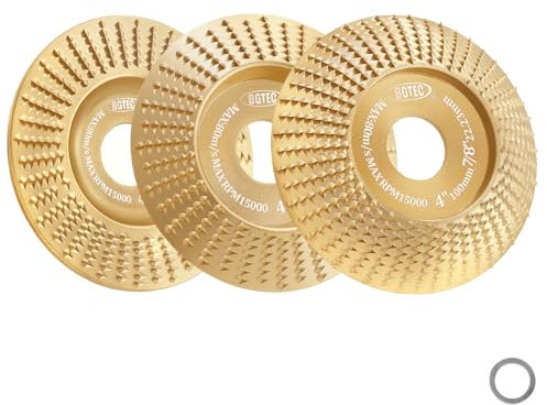 Wood Carving Disc Set 100mm - 3pcs Grinding Wheel Shaping Disc with Arbor:22.23/15.875mm for Wood Cutting, Grinder Cutting Wheel Attachments