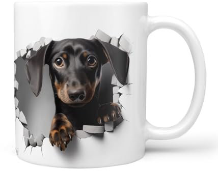 Hunde-Tasse: schwarzer Dackel Dachshund, Liebe zum Haustier | Kaffee-Tasse | Geschenk für Hundeliebhaber Hundebesitzer | Haustierliebe | Geschenkidee | Keramik 330ml