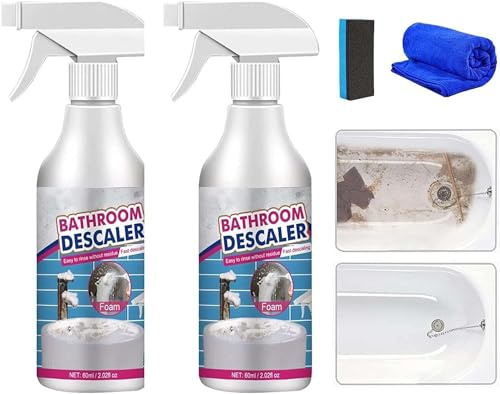 Stubborn Stains Cleaner,Bathroom Descaler Cleaner,All Purpose Bubble Descaler Cleaner Foam Spray,Bathroom Foam Cleaner Spray for Bathtub Toilet Bath Shower Sink Glass Ceramic (2 Pcs)