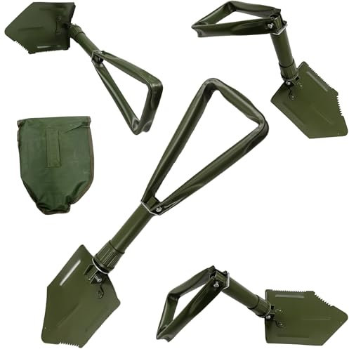 Klappschaufel Klappspaten mit Tasche Überlebensschaufel, Faltbare Campingschaufel, Gartenschaufel, Stahl, Multifunktions für Garten Camping Outdoor Survival Mini Schaufel Hacke Säge und Axt in einem