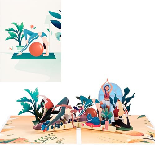 3D Geburtstagskarten,Pop-Up Yoga Karte, Yoga Werbekarten, Yoga Party Karte, Sport Erinnerungsstücke, Geschenke zum Muttertag