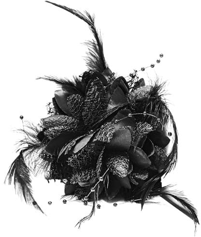 Rumyve Flower Hats Clips,Rose Black Hairpin Barrettes,Floral Feather Hair Accessories Birthday Gifts for Valentines Christmas Wedding Prom Party Women Ladies Girls Dresses