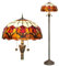 BOTOWI Tiffany Stil Stehlampe [2-Lichter][16''WX62''h] Home Decoration Lichter Antik Buntglas Tulpe Stehende Leseleuchte für Wohnzimmer Schlafzimmer Korridor Ecke Nachttisch,Rot