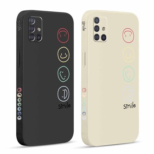 Pnakqil 2 stück Handyhülle für Samsung Galaxy A51 (4G) 6,5,Hülle Süßes Bemaltes Smile Face Design Case Weiche Tasche für Damen Geschenk Modische TPU Dünn Stoßfeste Kameratasche Schutzhülle