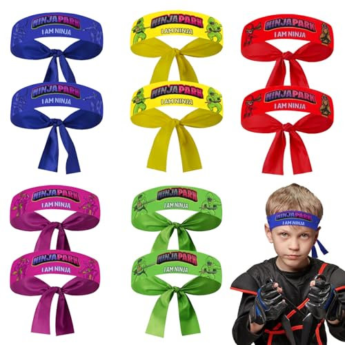 DAOOZHU 10 Stück Ninja Stirnband Kinder, Ninjas Party Stirnband,Ninja Kopfband,Geeignet für Ninja Party, Halloween, Weihnachten und Geburtstag Party Dekoration Zubehör