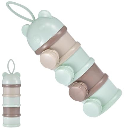 Formula Dispenser - Portable Food Storage Milk Powder Box - Non-Spill Stackable 4-Layer Snack Storage Containers for Pacifiers, Feeds, Milk Powder