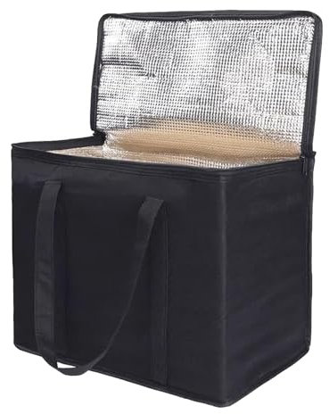 Cool Bag,Food Delivery Bag,30L Insulated Thermal Bag for Hot and Cold Food Delivery,Grocery Shopping Bags,Large Insulated Picnic Lunch Bag,Foldable Cool Box for Picnic Camping BBQ (1pcs Black)