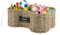 Ctomche Wicker Dog Toy Basket,Bone Shape Dog Toy Box,Pet Storage Basket for Dog Toy,Puppy Toy Basket Cat Box,Natural Seagrass Basket for Dog Food, Leashes, Blanket