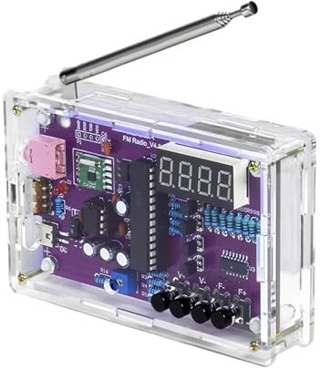 Elitecran DIY FM Radio Kit, 87-108MHz, Lötprojekt, Lern- und Lehrwerkzeug, Acrylgehäuse, violett