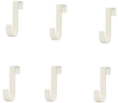 Naisfei Door Hook for Bathroom, 6 Pack Kitchen Cabinet Hooks，Over Door Hooks for Bathroom Frameless Glass Shower Door, for Hanging Clothes, Towels, Coats and More (White)
