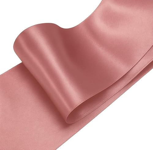 Fijikom Solid Color Rose Pink Ribbon-50mm X 5.5 Meter.Satin Ribbons for Crafting and Party Decorations.Wedding Car Ribbons.Perfect Ribbons for Gift Wrapping,Sewing, DIY and More.