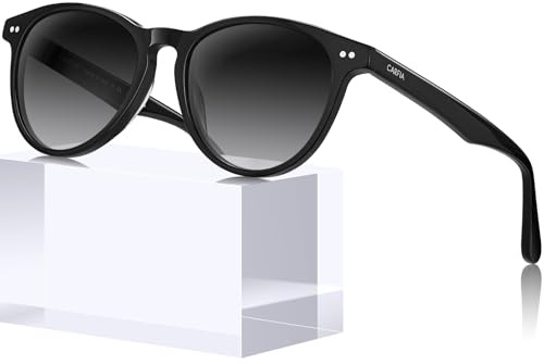 CARFIA Retro Sonnenbrille für Damen Polarisiert UV400 Schutz Kleine Gesicht | Elegant Rund Acetate Sunglasses, Schildkröte Muster, Geschenk für Schmal Gesicht Frauen & Ältere Jugendliche, Brillenetui