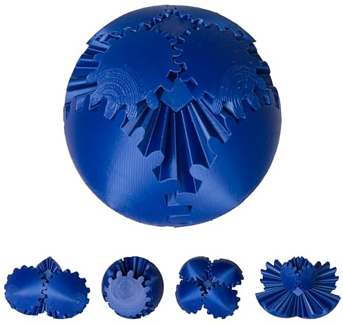 3D Printed Gear Ball Fidget Toy - Steampunk GearSphere Spinner, Durable Smooth Rotation Stress Relief Desk Gadget, Unique Birthday for Teen Boys & Adults (Navy Blue)