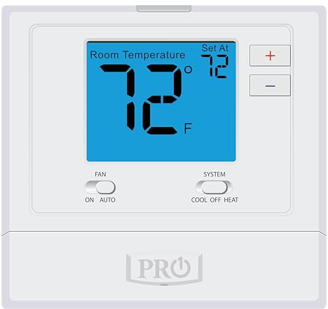 Pro1 T701 Easy-to-Install Non-Programmable Thermostat with Backlit Display, Adjustable Cycles, Battery/24V Power & 5-Year Warranty