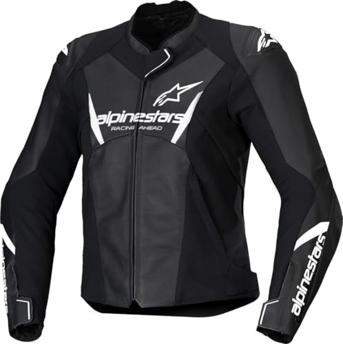 Alpinestars Stella Faster V3 Damen Motorrad Lederjacke, schwarz/weiß, 38 | Leder
