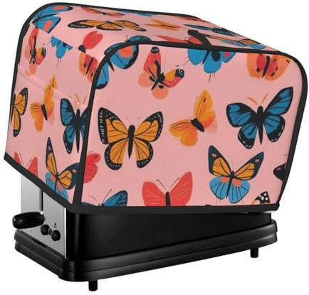 Impresión de mariposa 2 rebanadas tostadora protección de la tostadora huella dactilar panificadora protección, cocina pequeño aparato protector contra el polvo
