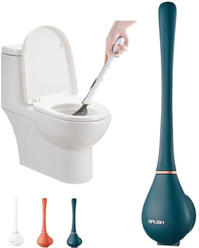 Modern Flexible Silicone Toilet Caspa for Home, Silicone Toilet Brush with Holder, Ergonomic Wall Mounted Toilet Bowl Brush for Dead Corner Clean (Blue)