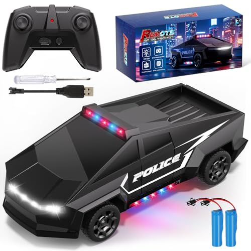 Cheffun Police Cars for Kids Ages 4-8 - Remote Control Car, 1:22 RC Trucks Toy for Boys, RC Car with Light and Loadspace, Birthday Gifts for Boys/Girls Age 4 5 6 7 8 9 10-12+