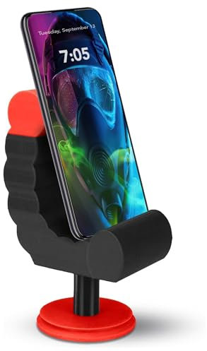 VELENTI Gamer Chair Phone Stand - Phone Holder for Smartphones, Kindles Up to 19 cm Tall - Fun Gaming Accessories for Gamers - Useful Gamer Gadgets - Lovely Birthday Gift for Gamers - Black and Red