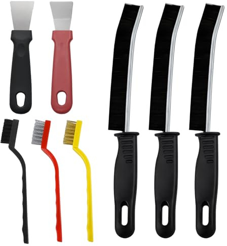 Fugenbürste Set 8 Stück, Fugenreiniger mit Hartborsten für Bad und Fliesen | Eckenreinigungsbürste und Spaltreinigungsbürste für Küche, Dusche, Fensterrahmen, Armaturen, Schmutzbürste für Bad und Küche
