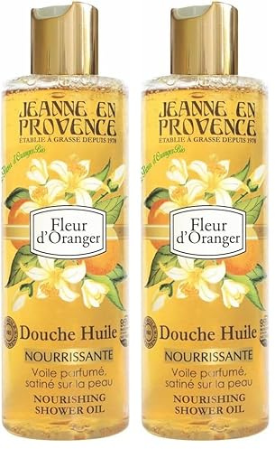 JEANNE EN PROVENCE - Douche Huile Fleur d'Oranger - Nettoie, Nourrit & Parfume - Gel Douche Pour Peaux Sèches - 95% d'Ingrédients d'Origine Naturelle - Fabriqué en France à Grasse - 250 ml (Lot de 2)