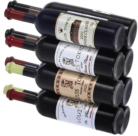 Vaguelly 12 pour Maison de Poupée Jouets Miniatures Bouteilles de Vin Rouge en Plastique Couleurs Variées Décorations pour Accessoires de Poupée