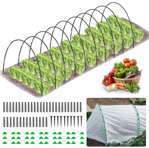 MQJIAZHI 30Pcs Pflanztunnel-pflanztunnel Bögen, Folientunnel für Hochbeet, Abnehmbar Hochbeet Abdeckung, Fiberglas-Stützrahmen Pflanztunnel Bögen, DIY Folientunnel Bögen für Gemüsebeete, Obstpflanzen