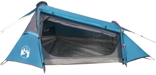 HOMELEN Campingzelt Tunnelzelt Wasserdicht Blau 185T Polyester 243x165x96cm 2.5kg 2-Personen Zelt mit Regendach für Outdoor Abenteuer