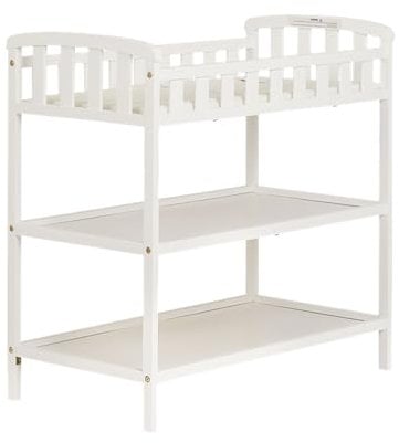 Dream On Me Emily Wickeltisch in Weiß, mit 2,5 cm Wickelunterlage, mit zwei Ablagen, tragbare Wickelstation, aus nachhaltigem neuseeländischem Kiefernholz