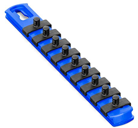 Ernst Manufacturing 8-Inch Socket Organizer with 9 1/4-Inch Twist Lock Clips, Blue
