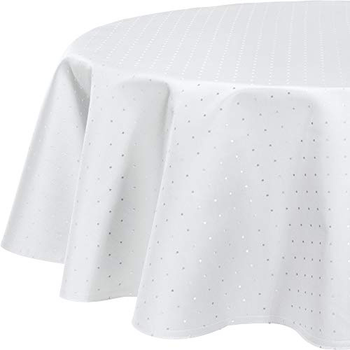 Curt Bauer Tischdecke Petito fleckabweisend weiß Größe oval: 160x220 cm