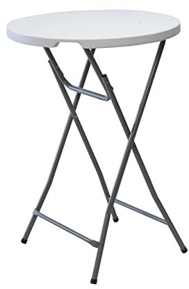 BAKAJI Lifetime Travel Stehtisch-/Garten-/Klapp-/Cocktailtisch, klappbar, 80 x 80 x 110 cm, weiß