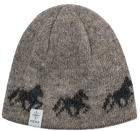 kidka Strickmütze Islandpferde Isländer Tölter Pferde Island Mütze (Braun)