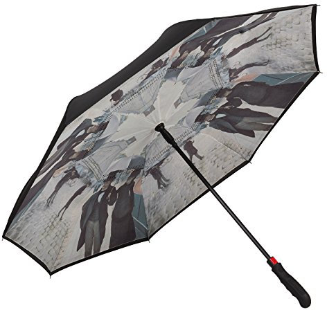VON LILIENFELD Regenschirm | Umgekehrte Öffnung | Selbst Stehend | Automatik | Doppelt bespannt/Kunst | Motiv | Gustave Caillebotte: Paris im Regen