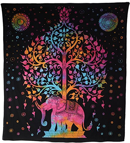 Kunst und Magie Wandbehang Elefant und Baum ca. 230 x 200 cm