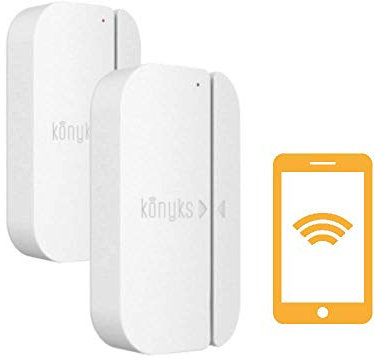 Konyks Senso, Wi-Fi-Öffnungs-Sensor kompatibel mit Google Home und Amazon Alexa, Smartphone-Benachrichtigung und Aktion auf Anderen Geräten, kein Hub notwendig