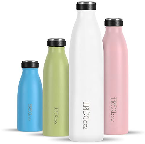 720°DGREE Gourde Acier Inoxydable milkybottle – 1000ml, Blanc | Bouteille Isotherme d'eau | Revêtement Durable Parfaite pour Enfants, Sport, l'ecole | Isolée Qualité supérieure
