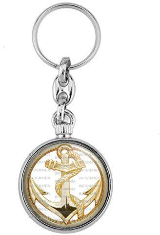BADGMANIA Porte Clés Métal 2 faces Insigne Béret TDM Troupes de Marine Or Armée Francaise Logo 33mm
