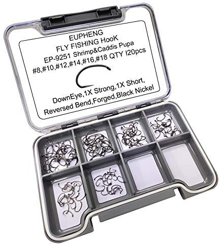 Eupheng Prime Assortment Barbless Fly Fishing Hooks Dry Wet Nymph Streamer Caddis Shrimp Pupea Jig Collection High Carbon Competition