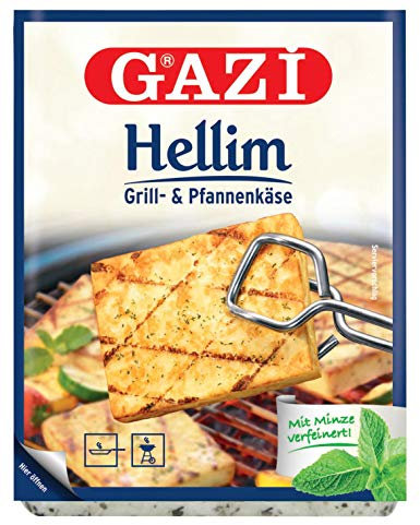 Gazi Hellim - 10x 250g Vakuum - Grill- und Pfannenkäse Pfanne Grillkäse Grill Ofenkäse Backkäse 45% Fett i. Tr. Schnittkäse Käse, mit Minze verfeinert, mikrobielles Lab Halal vegetarisch glutenfrei