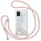 TUUT Handyband für Samsung Galaxy A21S Hülle mit Band, Glitzer Treibsand Handyhülle mit Kordel zum Umhängen Transparent Stoßfest Schutzhülle mit Kette Schnur, Quicksand Necklace Case in Roségold