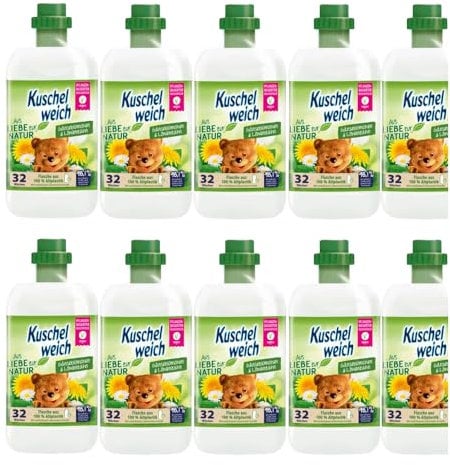 14tlg. STUDIO.MUNET Set: 12x750ml Kuschelweich Weichspüler Gänseblümchen & Löwenzahn vegan f. Allergiker 384WL + Duftsäckchen Wilde Vanille + Sisal Bag von STUDIO.MUNET