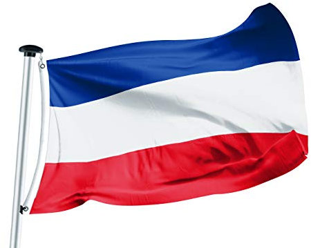 FLAGLY Premium Flagge Schleswig-Holstein 100 x 150 cm - Schiffsflaggentuch, 160g/m² Stoffgewicht - handgefertigt, robust und witterungsbeständig mit Ösen (100 x 150 cm, Schleswig-Holstein)