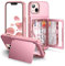 WeLoveCase for iPhone 13 / iPhone 14 Wallet Case with Credit Card Holder & Hidden Mirror, Two Layer Shockproof Heavy Duty Protection Cover Protective Case for iPhone 13/14 6.1 Inch - Rose Gold