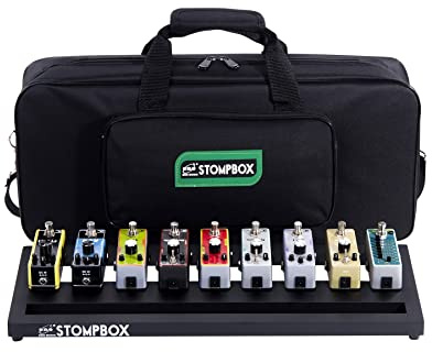 ENO MUSIC Stompbox Tragbares Gitarren-Effekt-Pedal-Board und Koffer-Set mit weicher Tasche, inklusive Pedal-Montageband und Kabelbindern/Pedal-Zubehör, 50,8 cm