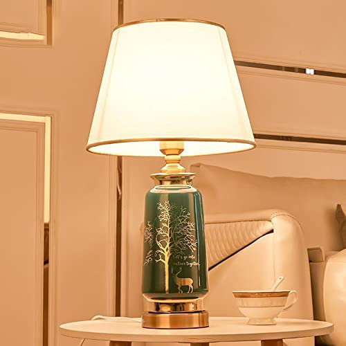 Mengjay Schlafzimmer Nachttischlampe, Tischlampe Vintage Keramik Plissee Lampenschirm Gemalt Blau Und Weiß Porzellan Lampe Körper Chinesische Schreibtischlampe, Wohnzimmer/Arbeitszimmer/Esszimmer (B)