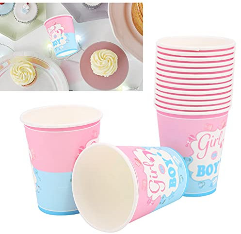 Shanrya Gobelet en papier, décorations de fête gobelet en papier de fête 30 pcs couleur bleu rose pour les barbecues pour les soirées dansantes pour les anniversaires