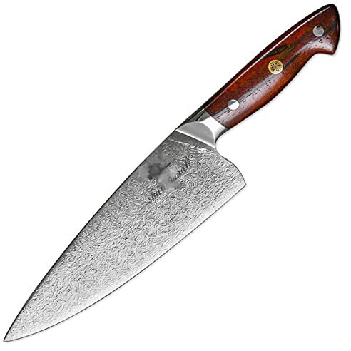 WERWER 8-Zoll-Chefmesser Kramer-Stil Damaskus-Stahl-Utility-Küchenmesser Klebstoff-Gemüse-Schneiden von Fleisch-Chefmesser mit Holzgriff