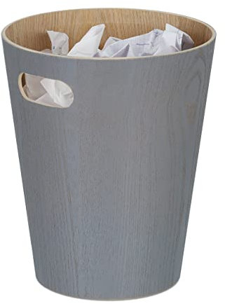 Relaxdays Corbeille à papiers en Bois, poignées, sans Couvercle, 28 x 23 cm, 7,5 L, Bureau, Chambres, Gris foncé