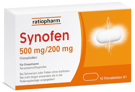 Synofen von ratiopharm: schnell, stark und gut verträglich gegen Schmerzen – mit der Wirkstoffkombination aus Paracetamol und Ibuprofen, 10 Filmtabletten (10)